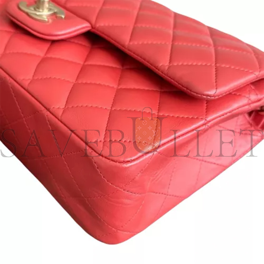 Ch*el medium quilted red lambskin  classic double flap bag (25*15*6cm)